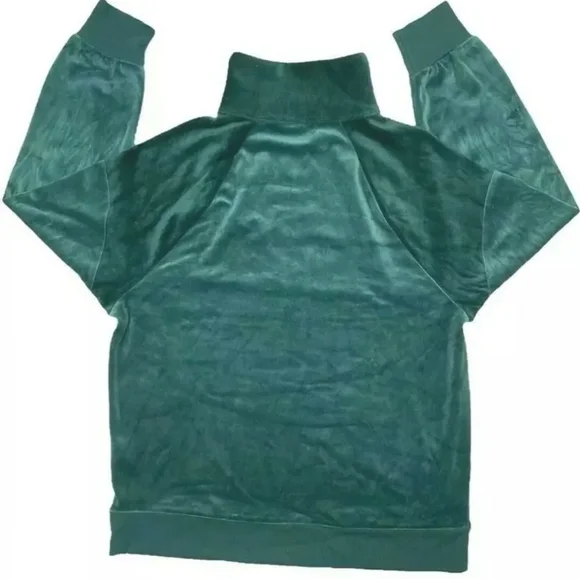 Wild Fable Womens Green 1/4 Zip Velour Shiny Stretch Tunic Sweatshirt Size M - Picture 2 of 4